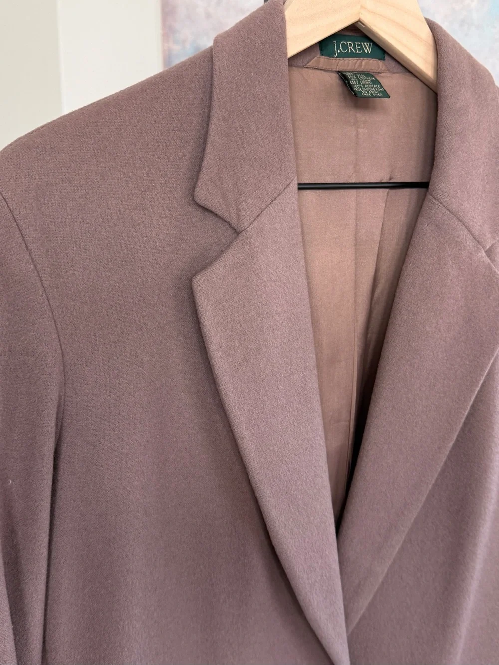 Vintage 90s J. Crew Wool Cashmere Blazer Brown Oversized Longline Jacket 4